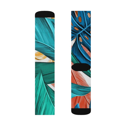 Vibrant Leaf Pattern Sublimation Socks