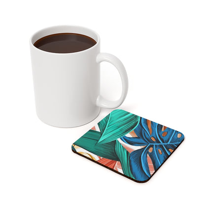 Vibrant Leaf Pattern Coaster Cork Back