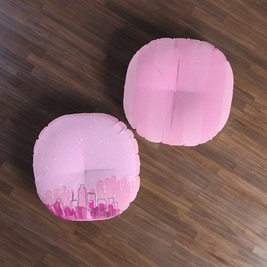 PinkDrip HTX Tufted Floor Pillow, Round