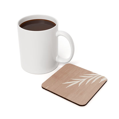 Wooden Leaf Pattern Coaster Cork Back