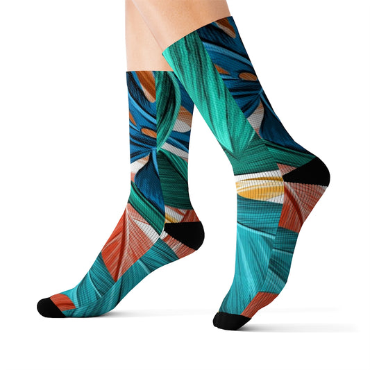 Vibrant Leaf Pattern Sublimation Socks