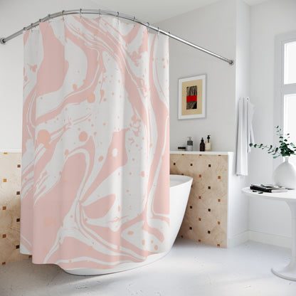 Pink Marble Splat Polyester Shower Curtain