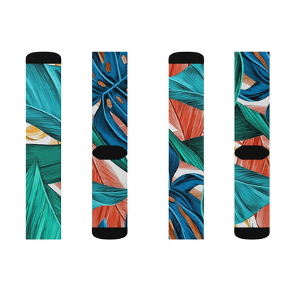 Vibrant Leaf Pattern Sublimation Socks