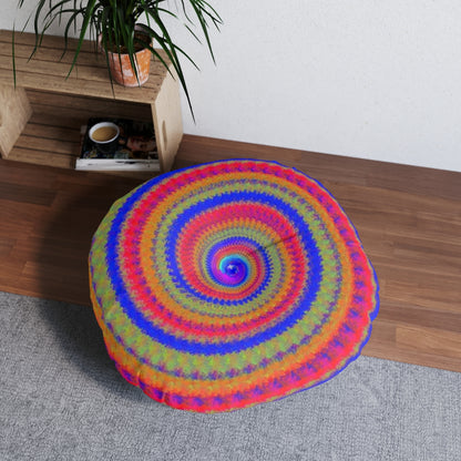 Trippie Illusive Tufted Floor Pillow, Round