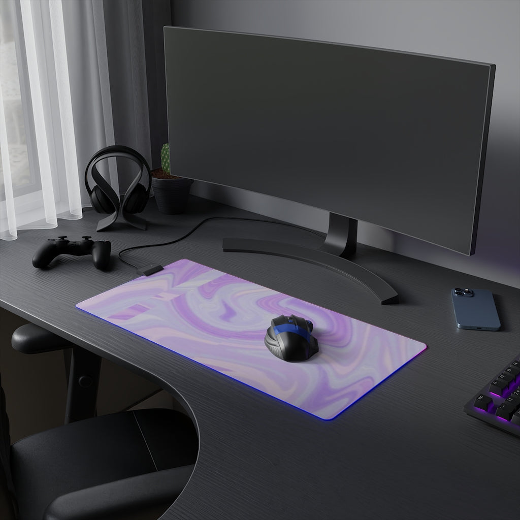 Purple Swirl Cut Block Pattern LED Gaming Mouse Pad