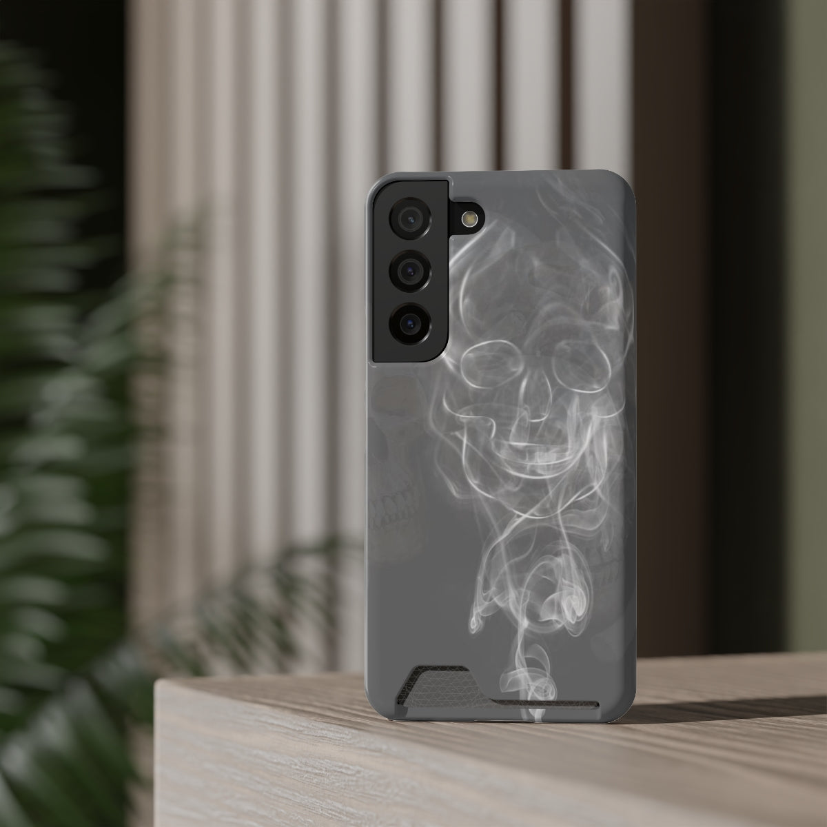 Smokey Skull Phone Case With Card Holder