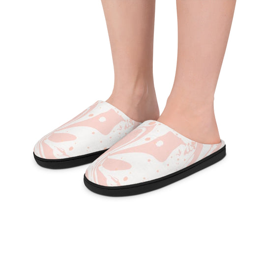 Pink Marble Splat Women's Indoor Slippers