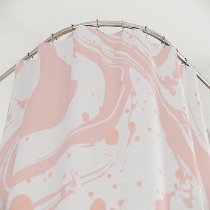 Pink Marble Splat Polyester Shower Curtain